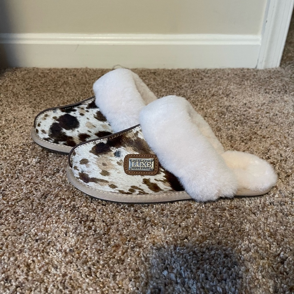 COPY - Brand New Australia Luxe Collective Splat slipper. Size 6. Cow hair colo…
